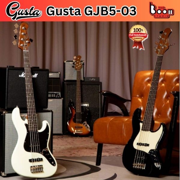 Gusta GJB5-03 เบสไฟฟ้า 5 สาย Gusta GJB5-03  รุ่นใหม่ คอเคลือบด้าน *รับประกันศูนย์* THE BOOM STUDIO