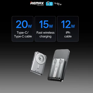 【 New CCC Certified 】REMAX Wireless Power Bank 10000mAh RPP-678(N) - พาวเวอร์แบงค์ ชาร์จไร้สาย มีสายในตัว ชาร์จเร็ว 20W