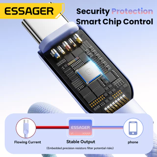 ESSAGER สายชาร์จ USB ถึง USB C ถึง Type C To L ชาร์จเร็ว 100W/60W/29W สำหรับโทรศัพท์ สาย USB2.0 480Mbps