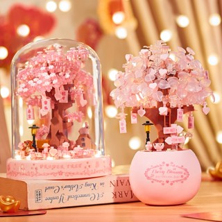 ต้นซากุระ บล็อกตัวต่อดอกไม้ ดอกไม้มีไฟ diy ตัวต่อบ้านต้นไม้ …