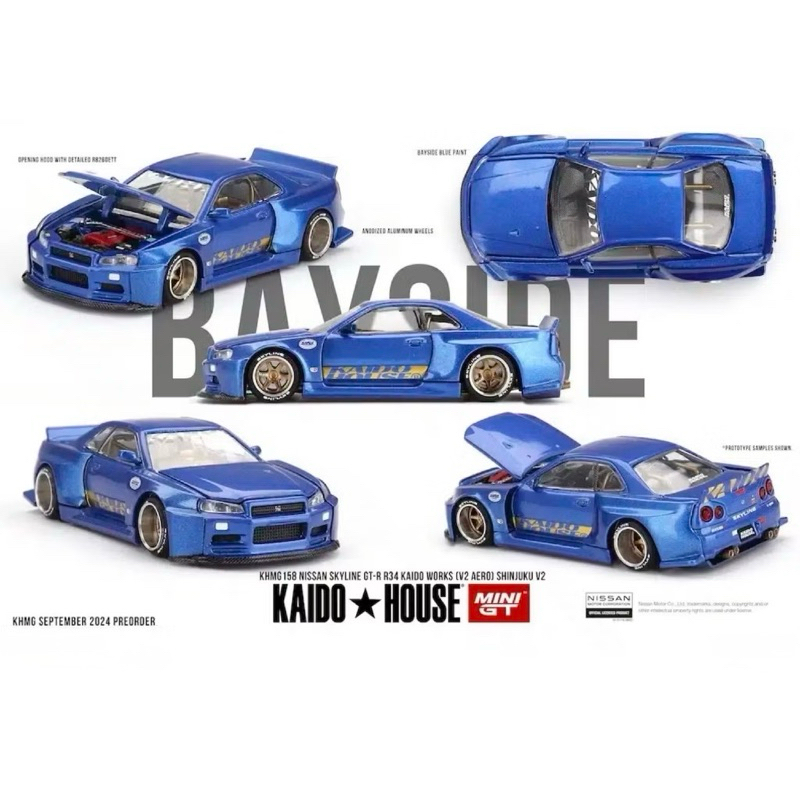 ▫️Nissan Skyline GTR R34 Kaido Works Shinjuku V.2 #158 Scale 1:64 ยี่ห้อ Mini gt