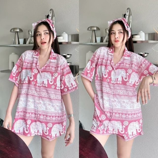 TT20779 Set ช้าง 3 ชิ้น เสื้อเชิ้ตแขนสั้นกระดุมหน้า กางเกงขาสั้น