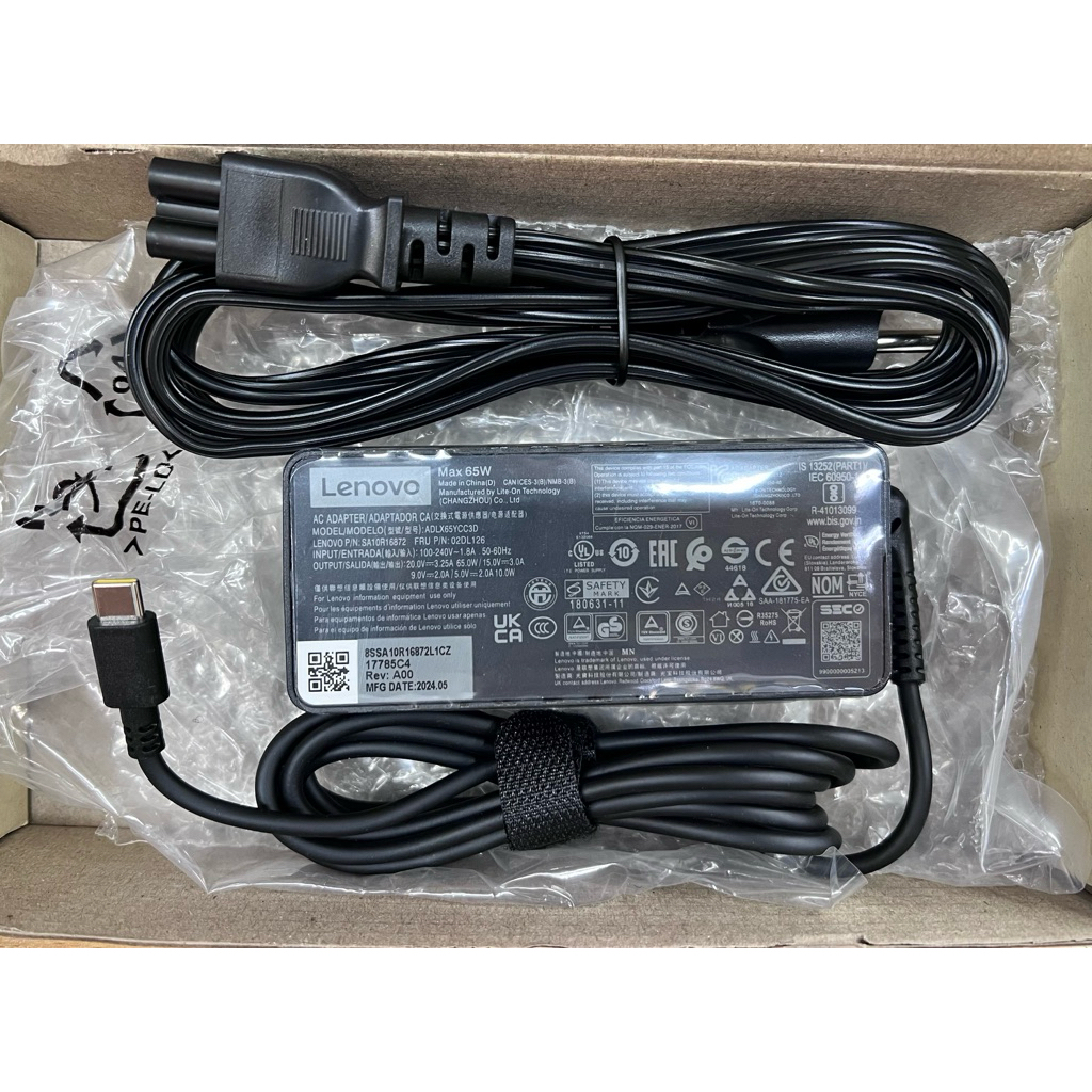 (ของแท้) สายชาร์จโน๊ตบุ๊ค Lenovo Type C 65w (ถ่ายจากสินค้าจริง)