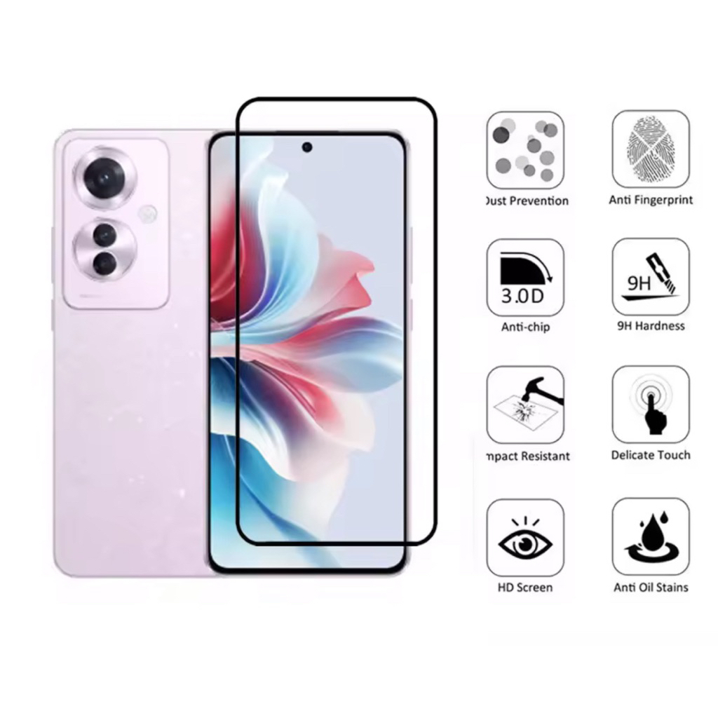 ฟิล์มกระจกนิรภัย Oppo Reno 11F 5G ฟิล์มเต็มจอ ฟิล์มกันกระแทก ฟิล์มกันรอย ฟิล์มกระจกOppo Reno11F 5G