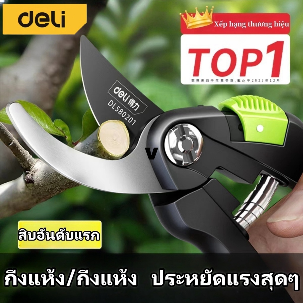 Deli กรรไกรตัดกิ่งไม้ อเนกประสงค์ คม ทนทาน ตัดแต่งกิ่งไม้ ตัดแต่งใบไม้