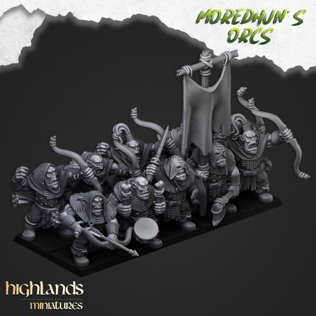 Orc Archers - Moredhun's Orcs - Humanoid Orc / 32mm scale 3D printed miniature HLM