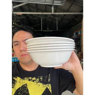 (5ใบ)ชามเมลามีน ชามปากบานมีขอบ 8 นิ้ว ชามก๋วยเตี๋ยว สีขาวล้วน white melamine ออกใบกำกับภาษีได้ ทนความร้อนได้100องศา รหัส