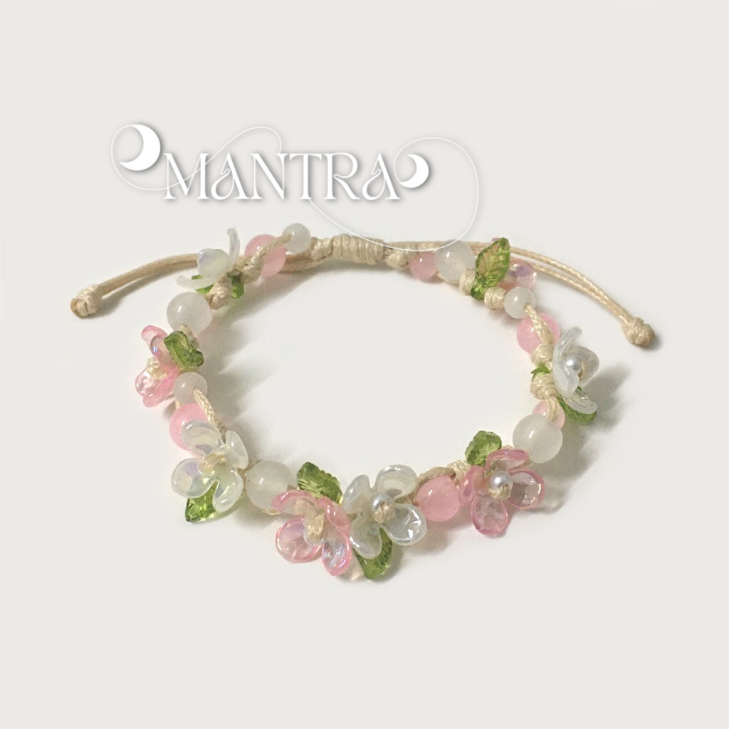 กำไลเชือกเทียน กำไลข้อมือเชือกเทียนดอกไม้ สร้อยข้อมือเชือกถัก