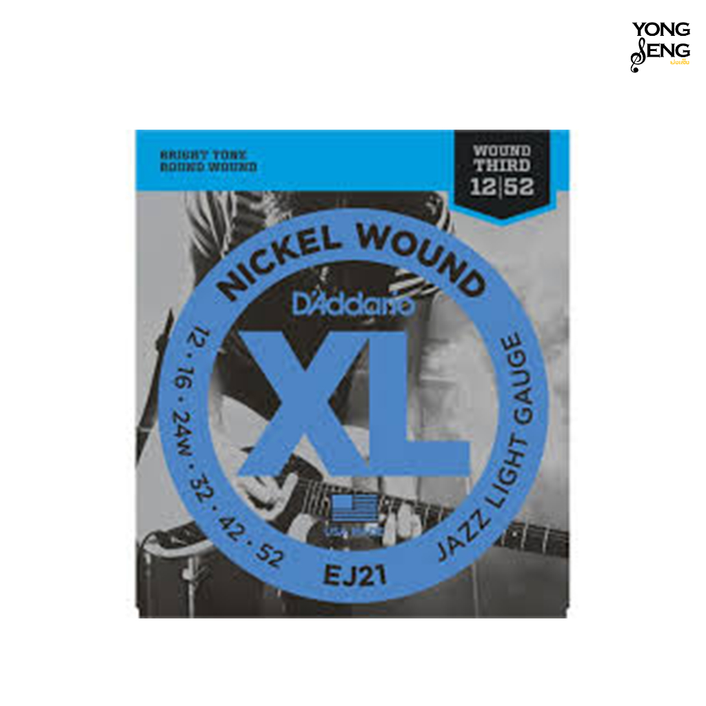 D'ADDARIO สายกีตาร์ไฟฟ้า เบอร์ 12 รุ่น Jazz Light  EJ21 (Yong Seng Music)