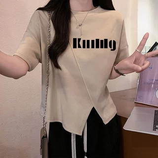 เสื้อครอปสาวอวบน่ารัก oversize เสื้อผ้าคนอ้วนไซส์ใหญ่ เสื้อยืดแขนสั้นแบบหลวมผู้หญิงแฟชั่นมาใหม่สวยๆ สกรีนลายวินเทจ ลำลอง