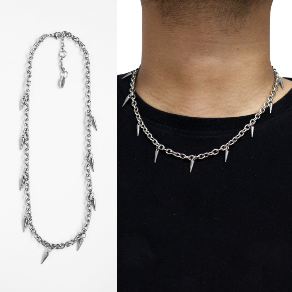 MLS | Spikes drop สร้อยคอสแตนเลสลายโซ่ ห้อยจี้แหลม