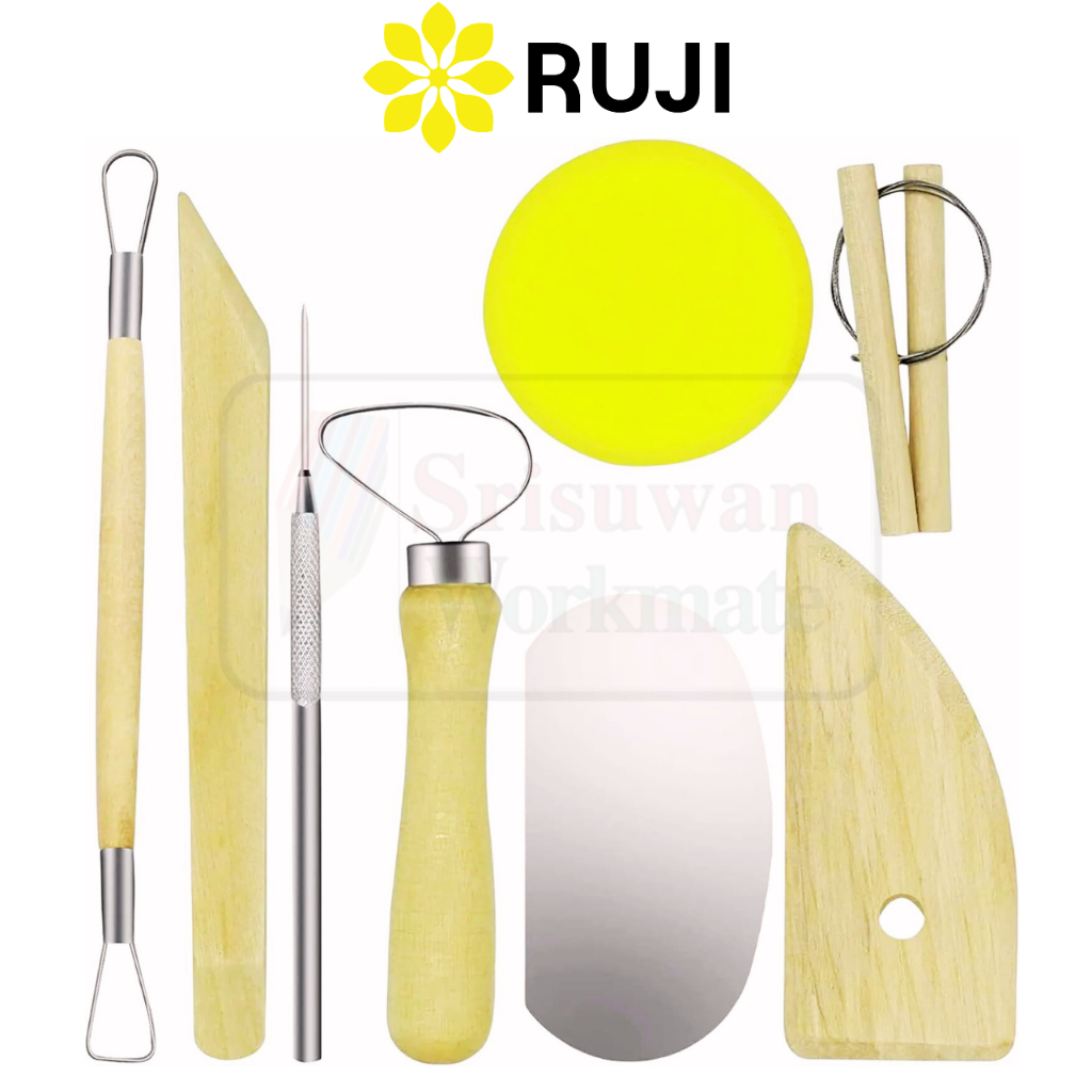 RUJI ACT08 ชุดอุปกรณ์ปั้นดิน 8 ชิ้น Pottery Tool Kit Set เครื่องมือปั้นดิน ดินเผา เซรามิกส์ ดินน้ำมัน แกะสลัก Clay Tool