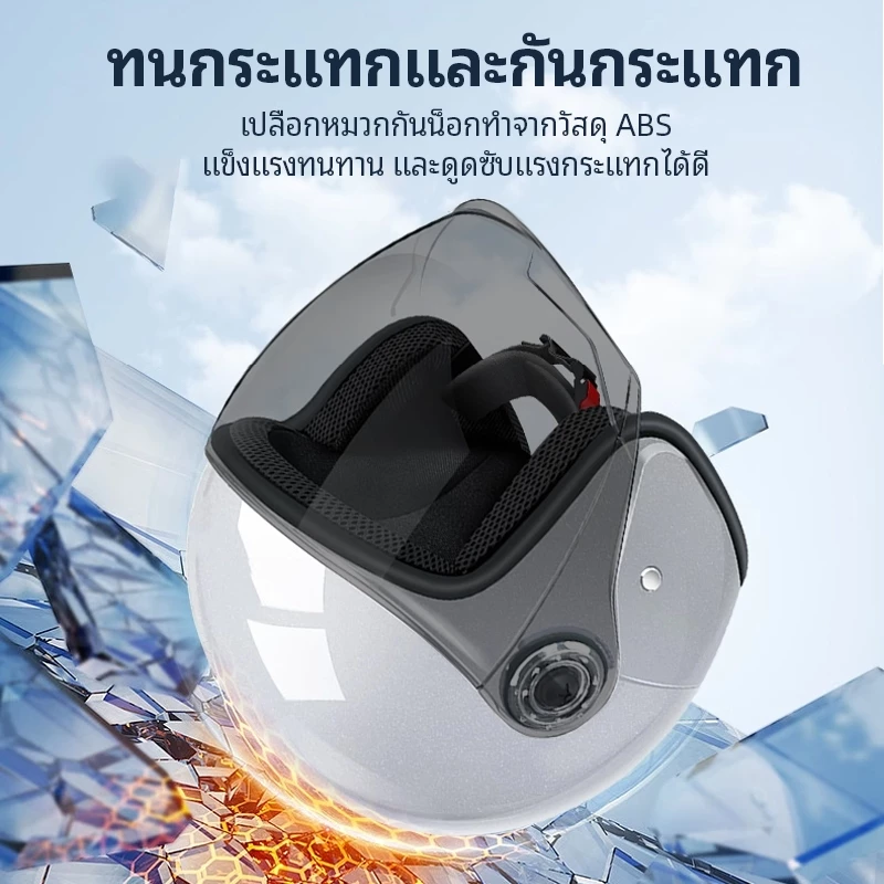 หมวกกันน็อกครึ่งใบ มีเลนส์ป้องกันแสงสะท้อน thumbnail 3