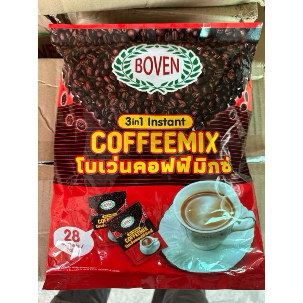 คอฟฟี่มิกซ์ กาแฟ 3 in 1 ชนิดผง Boven coffeemix instant แพ็ค 28 ซอง