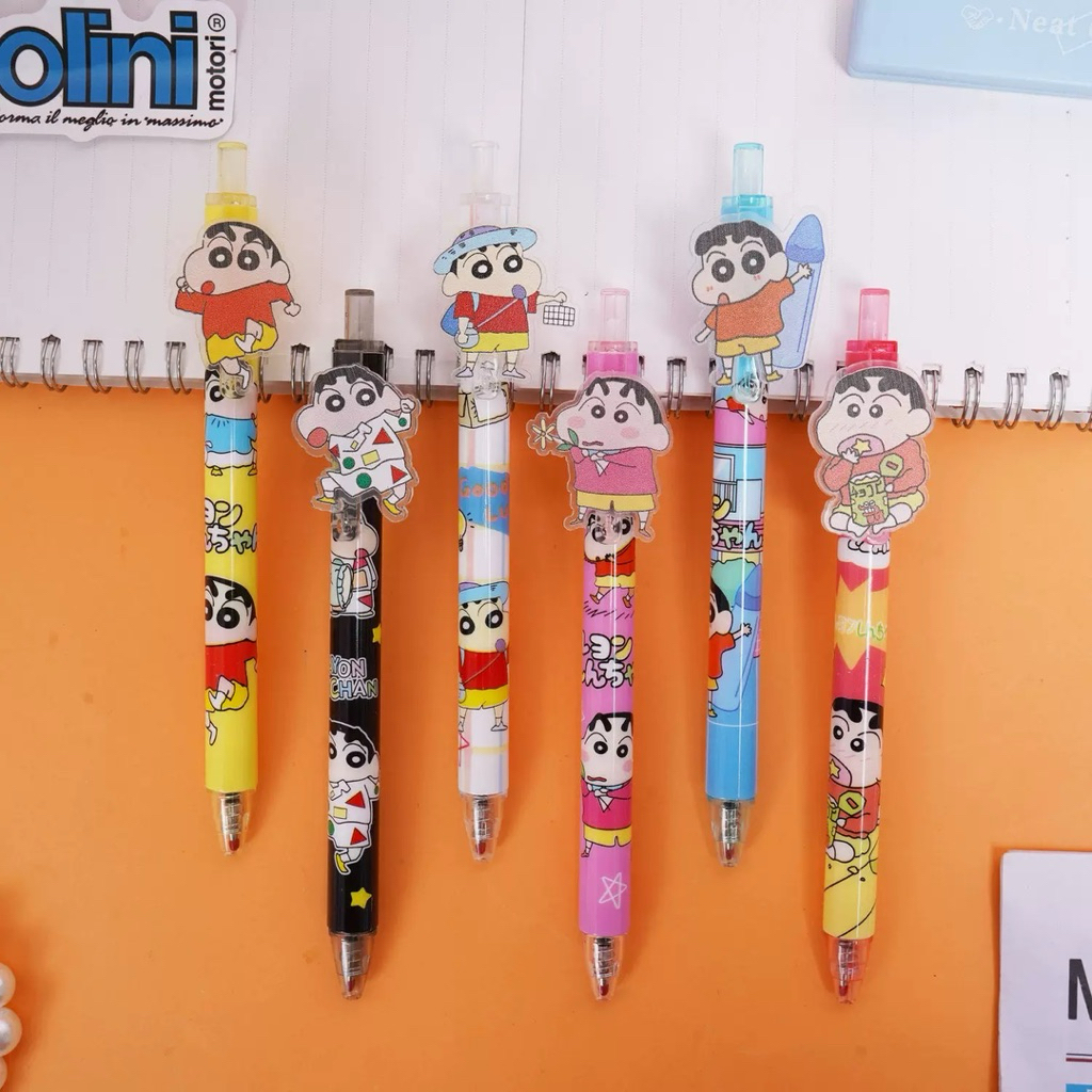 ‼️พร้อมส่ง‼️𐂂Set ปากกาชินจัง จอมแก่น (Crayon Chinchan) ด้ามพลาสติก