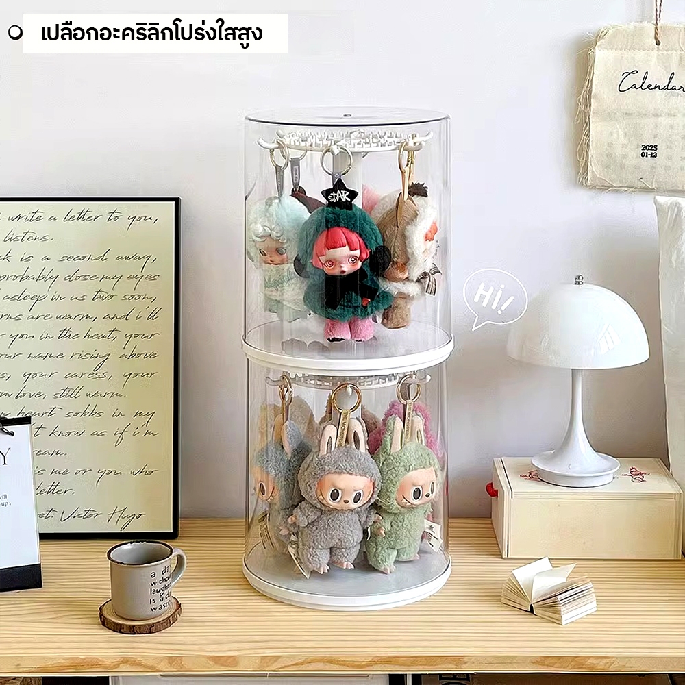กล่องใส่โมเดล กล่องใส่ art toy ตู้ใส่ตุ๊กตา หมุนได้360° กันฝุ่นกันความชื้น มีฝาปิด พลาสติกอย่างดี สไตล์ยอดนิยม