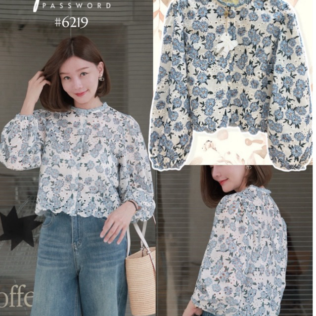 password 6219 เสื้อคอตตอนปักฉลุทั้งตัว