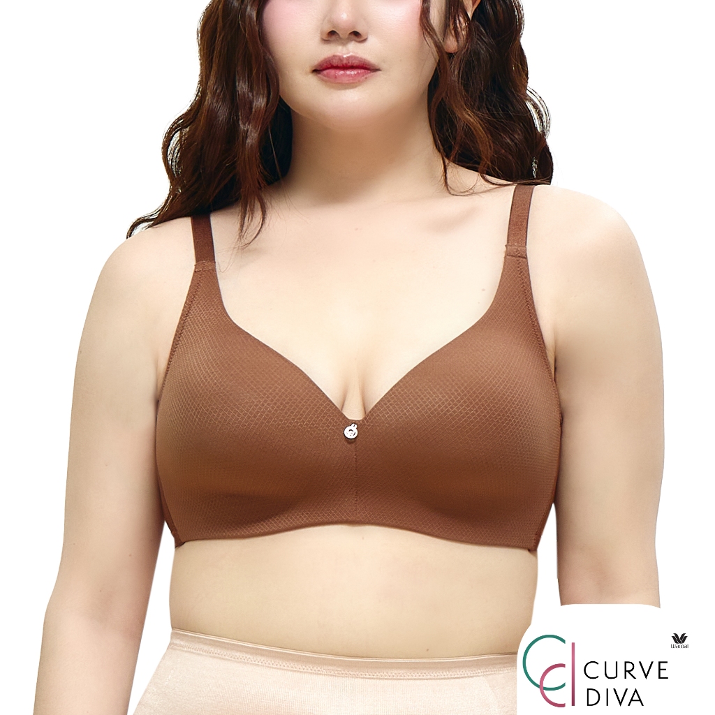 Wacoal Curve Diva บราไร้โครงเก็บกระชับ สาวคัพใหญ่ รุ่น WB7549 สีน้ำตาล (BR)