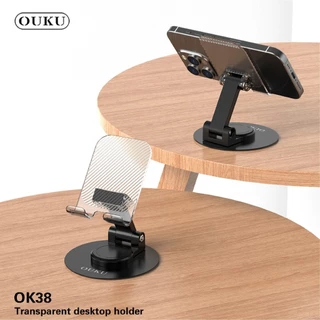 ขาตั้งโทรศัพท์ แบบใส OUKU OK38 ฐานปรับหมุนได้ 360 องศา ยืดหดได้ สามารถพับเก็บได้ พกพาสะดวก