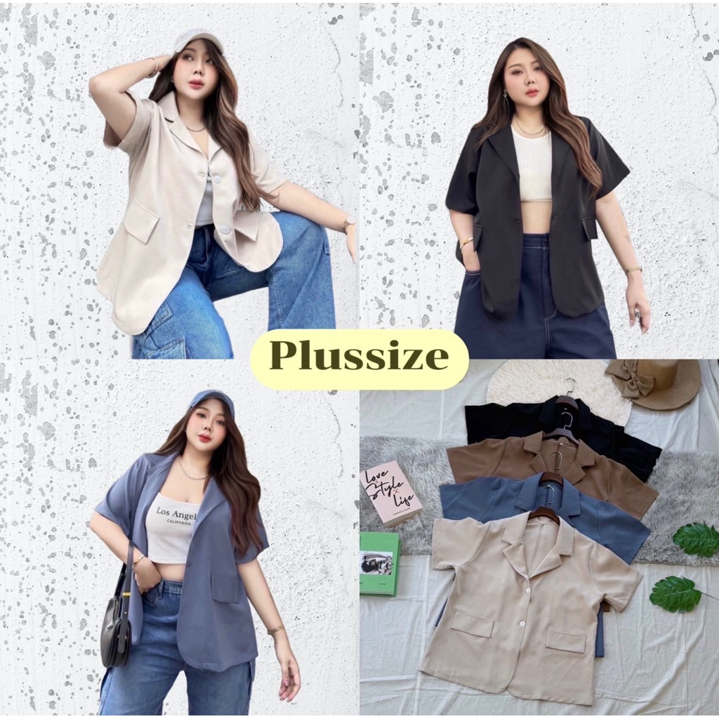 𝗕𝗹𝗲𝘇𝗲𝗿 เสื้อสูทแขนสั้น สาวอวบ❤️ มี4สี ผ้าเปเป้เนื้อดี แมทช์ได้หลายลุค