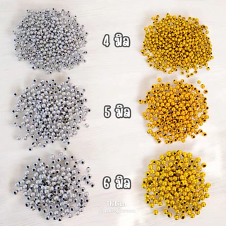 ลูกปัด ขนาด 4 มิล 5 มิล และ 6 มิล สีเงิน สีทอง 50 กรัม สีขาว 40 กรัม ตกแต่งเหรียญโปรยทาน