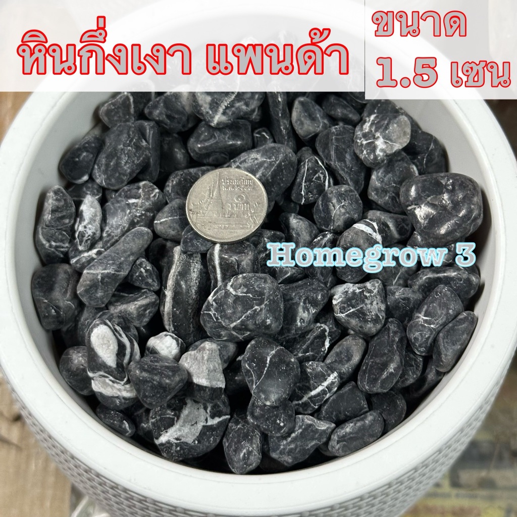 หินดำกึ่งเงา สีแพนด้า พร้อมส่งในไทย ตกแต่งตู้ปลา กระถางต้นไม้