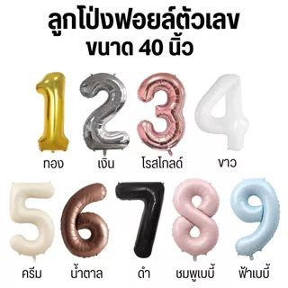 ลูกโป่งฟอยล์ตัวเลข 0-9 ขนาด 40 นิ้ว (9 สี) สินค้าพร้อมส่ง！