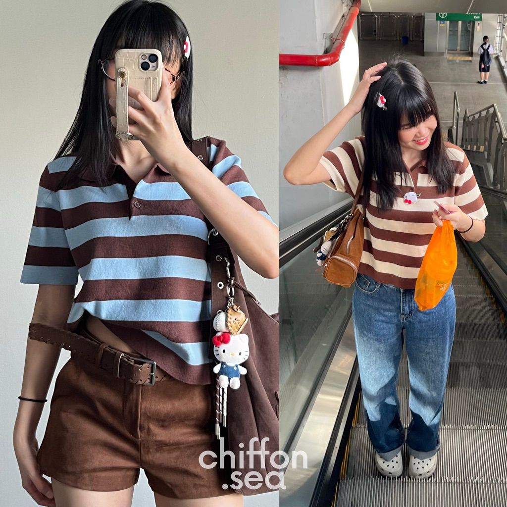 Chiffon.sea | Biscuit polo เสื้อโปโลแขนสั้น ลายทาง (ลดเหลือ 319.- กดซื้อทาง live)