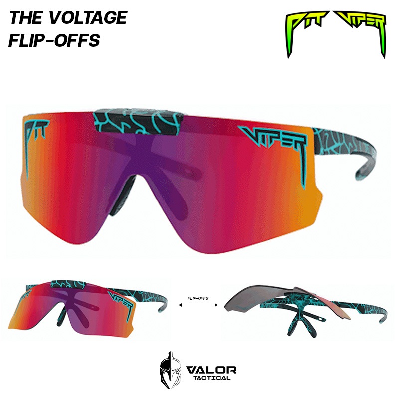 Pit Viper - The Voltage Flip-Offs, Pink-Purple แว่นตากันแดด แบบพลิกขึ้นได้ สไตล์สปอร์ต สำหรับกิจกรรม