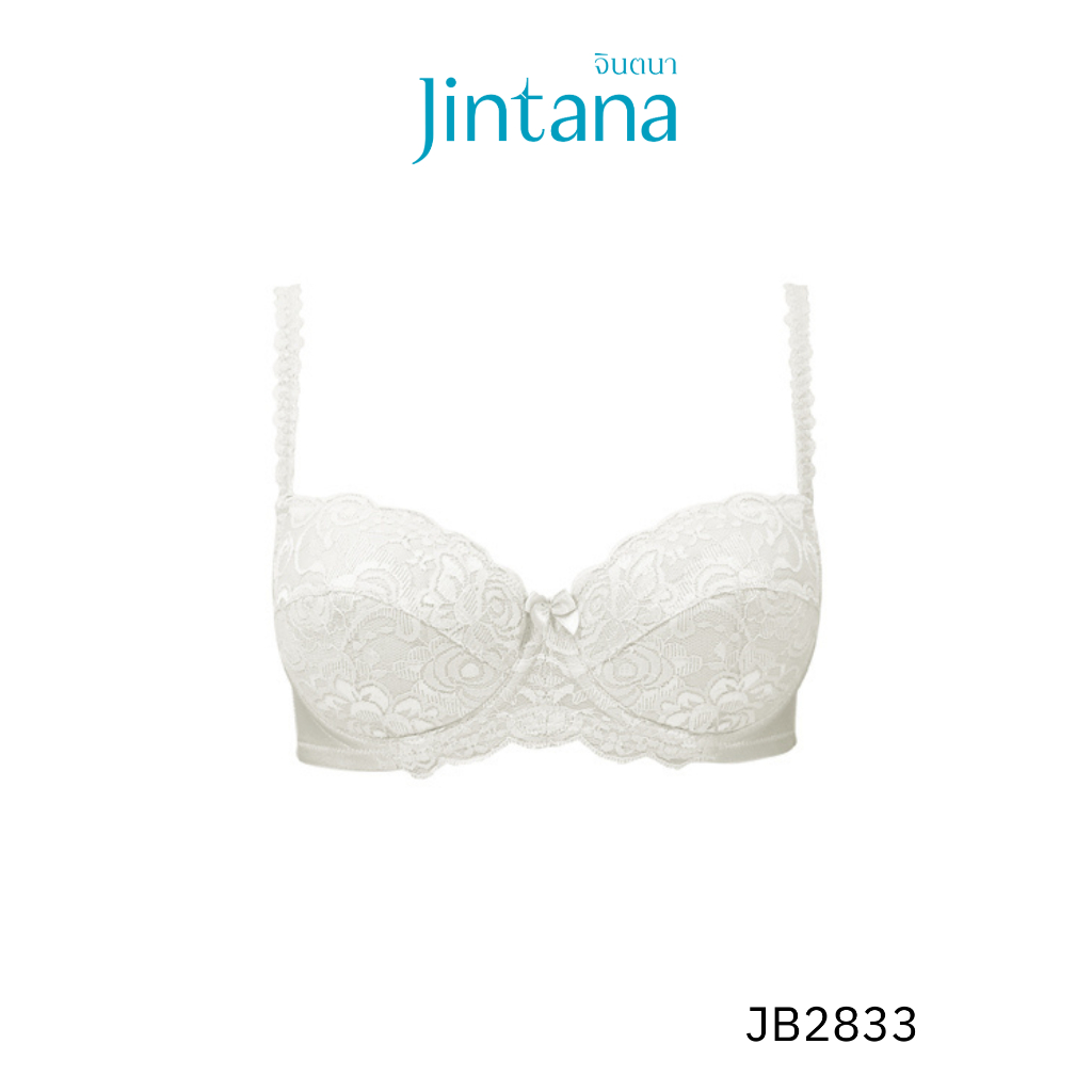 Jintana เสื้อชั้นใน จินตนา รุ่น Basic รหัส JB2833 (มีโครง) สีขาว เสื้อในเก็บกระชับ ใส่สบาย ระบายอากาศ เสื้อในลายลูกไม้