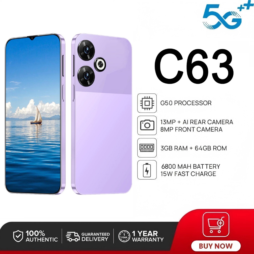 สมาร์ทโฟน C63 6.8 นิ้ว 16+512GB 6800mAh โทรศัพท์ Android 5G รองรับ 2 ซิมการ์ด รับประกัน 1 ปี COD