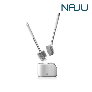 Naju แปรงขัดห้องน้ำ 2in1 พร้อมถังเก็บ แปรงขัดพื้น ไม้ถูห้องน้ำ ที่ขัดส้วม ทำความสะอาดง่าย