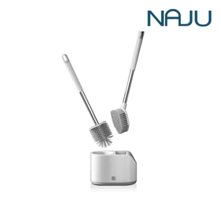 Naju แปรงขัดห้องน้ำ 2in1 พร้อมถังเก็บ แปรงขัดพื้น ไม้ถูห้องน้ำ ที่ขัดส้วม ทำความสะอาดง่าย