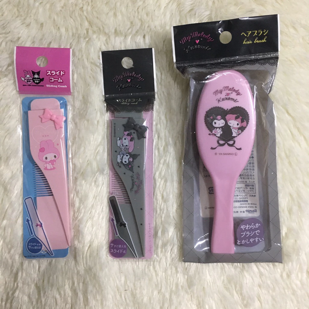 หวีพกพา แปรงหวีผม มายเมโลดี้ คุโรมิ ซานริโอ้ ครบรอบ50ปี Sliding comb Hair brush Mymelody Kuromi
