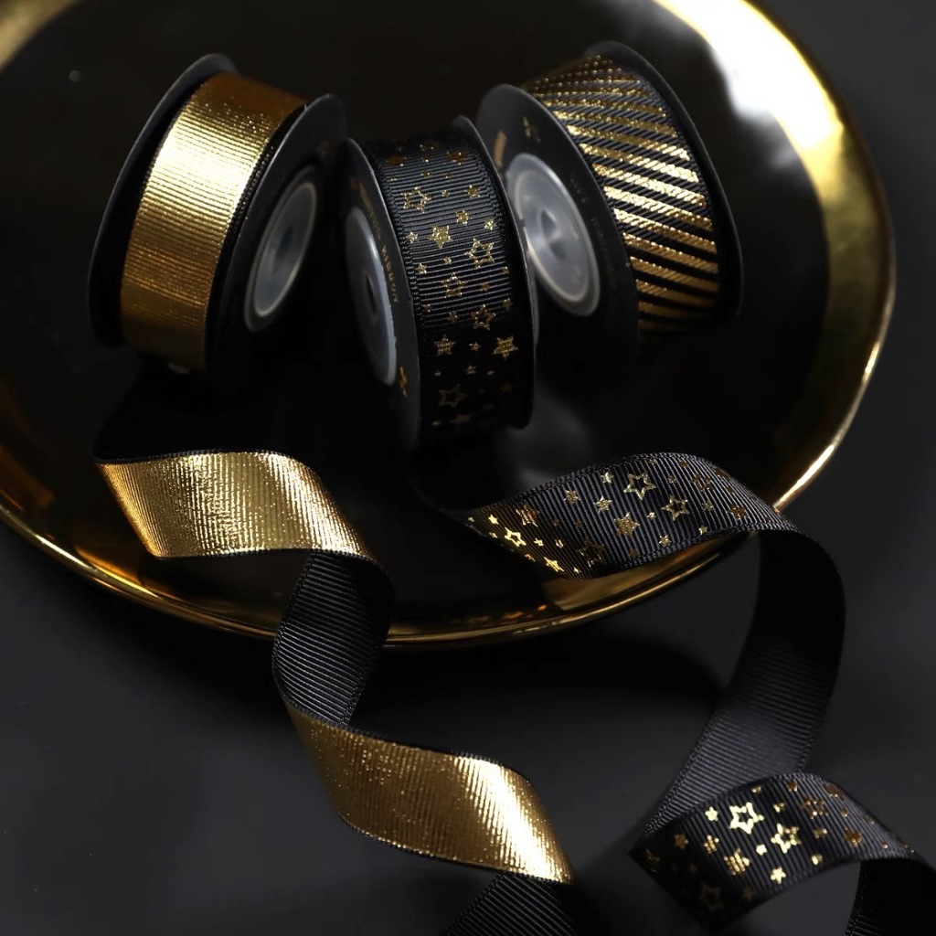 ริบบิ้นลายดาว Gold/Silver Foil Ribbon