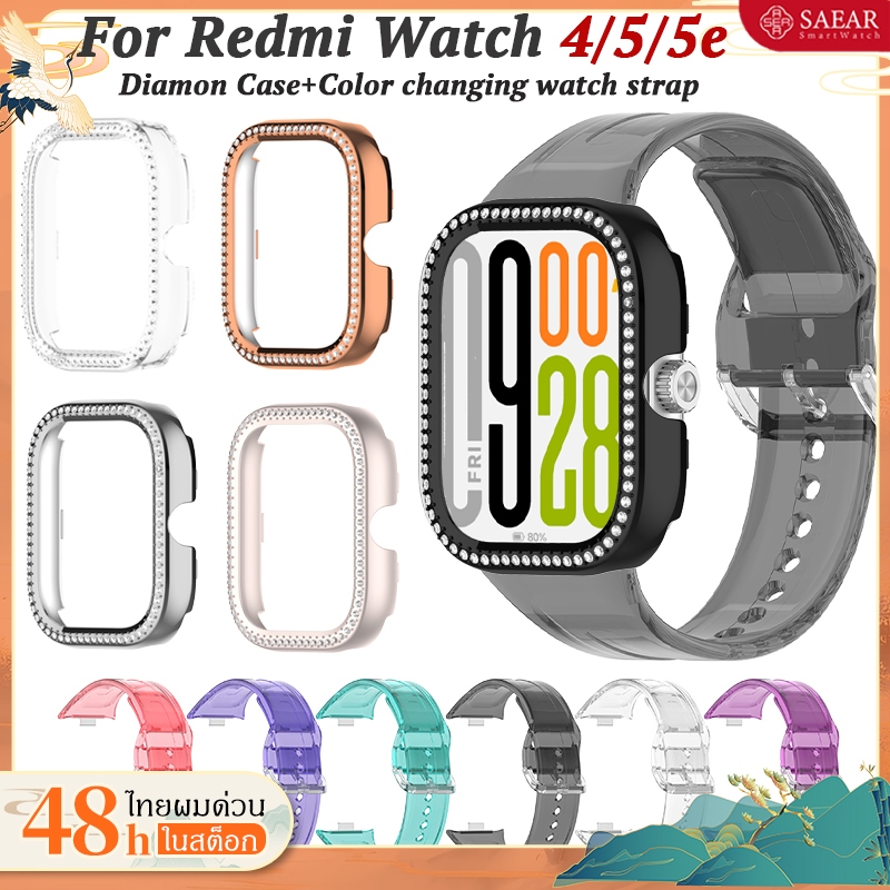 【🔥เคส+สาย🔥】สาย Xiaomi Redmi watch 4 5 สายซิลิโคนลวด กรณีนาฬิกากลวง Redmi watch 4 5 5e สายรัดนาฬิกาเปลี่ยนสีโปร่งใส