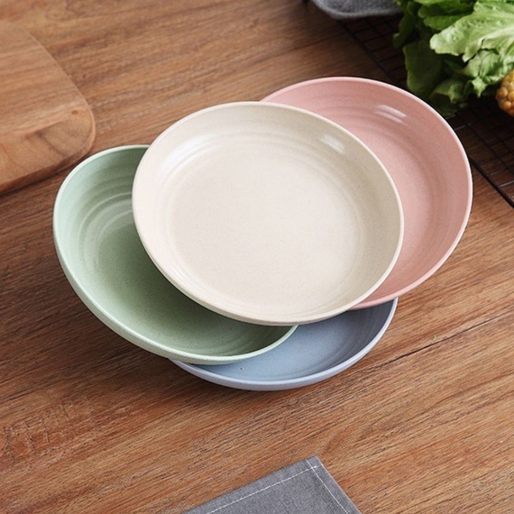 จาน จานกลม จานก้นลึก ถ้วย ขนาด15-20cm จานข้าวฟางข้าวสาลี จานรักโลก สวย ปลอดภัย สไตล์มินิมอล - รูปที่ 5