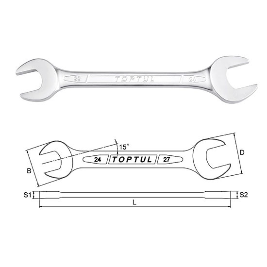 AAEJ Series ประแจปากตาย 4 - 24mm TOPTUL Double Open End Wrench