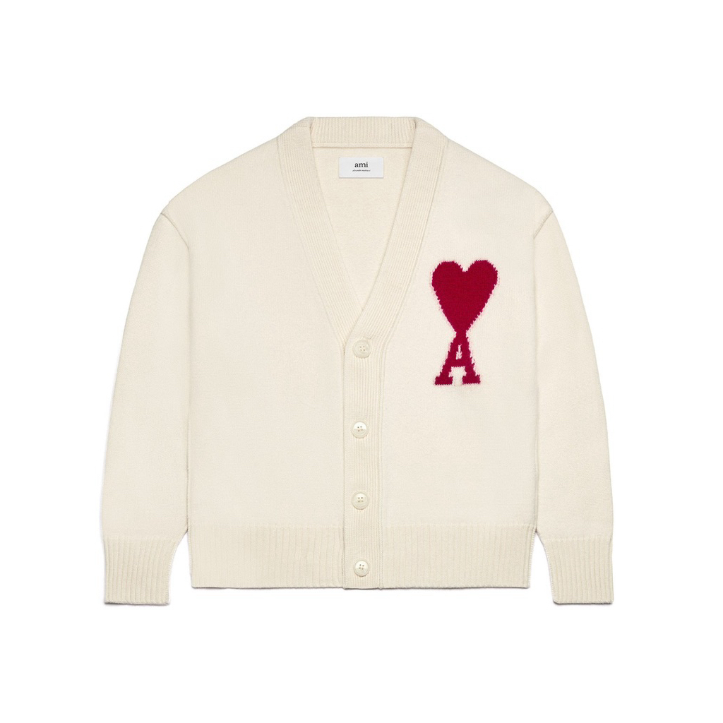 Ami Paris Cardigan ( New Collection)พร้อมส่งของแท้สีขาวครีมLมีหลักฐานการสั่งซื้อครบ