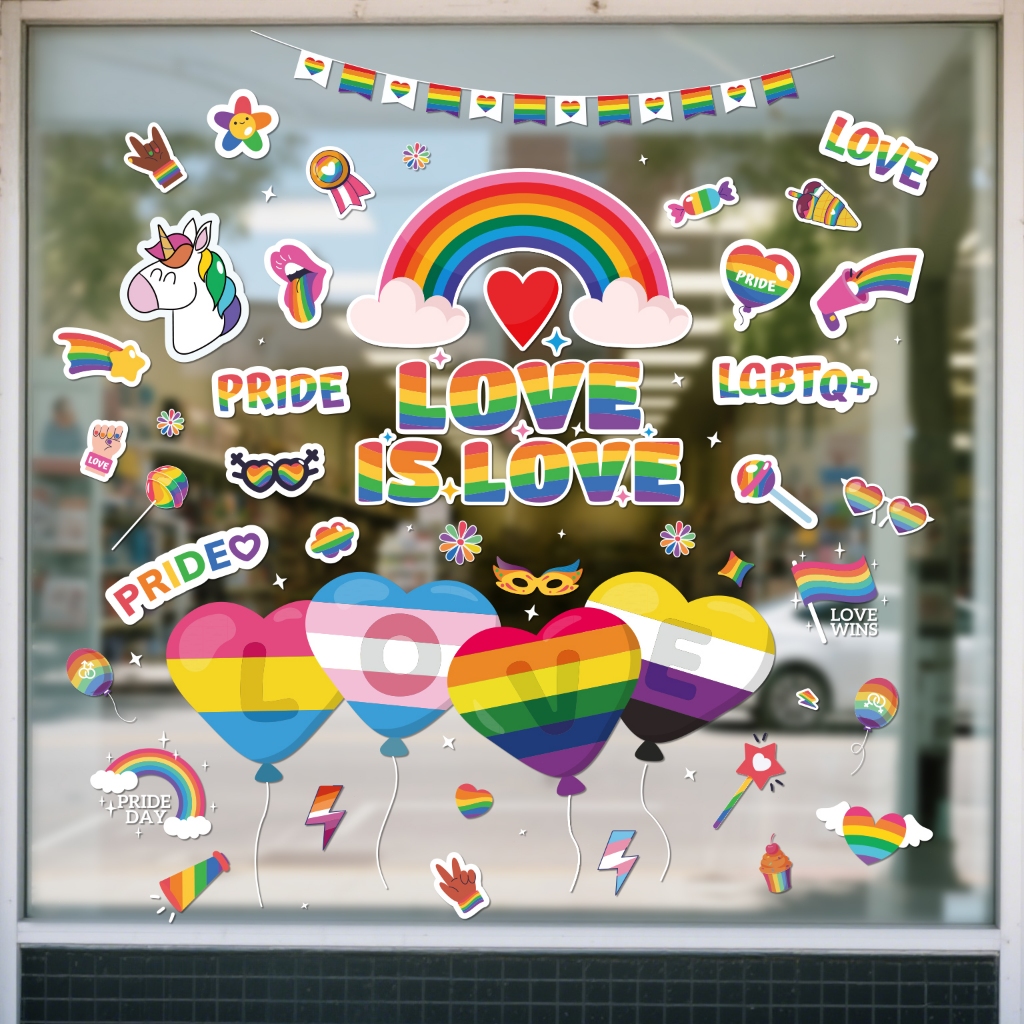 【จัดส่งไวจากกรุงเทพฯ】‌สติ๊กเกอร์ Pride Month  LGBTQ+ ไร้กาว💖 ติด-ถอดง่าย! ลายรุ้งสวยสะดุดตา ดีไซน์ L