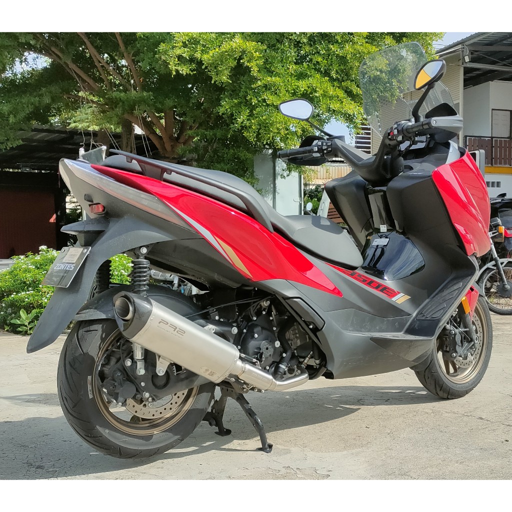 PR2 ชุดฟลูท่อใส่รถ ZONTES350 E D  ปลายท่อทรงอคาสีไทเทเนี่ยม