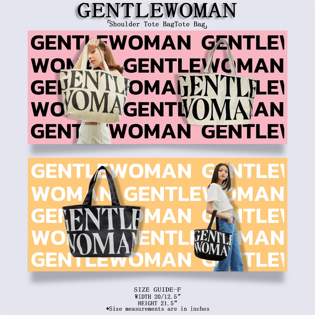 GENTLEWOMAN Club :💯GW Canvas กระเป๋าสะพายไหล่ Tote Bag Black/White กระเป๋าผ้า[พร