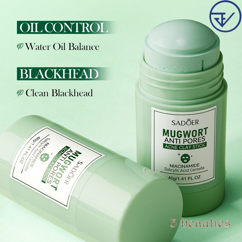 【3 ขวด】3 beauties มาส์กโคลนแบบแท่งที่ช่วยต้นสิว 40g（ลดรอยแดง ลดการอักเสบ ที่ช่วยลดรูขุมขนและสิว）มาสก์หน้า มาสก์โคลน