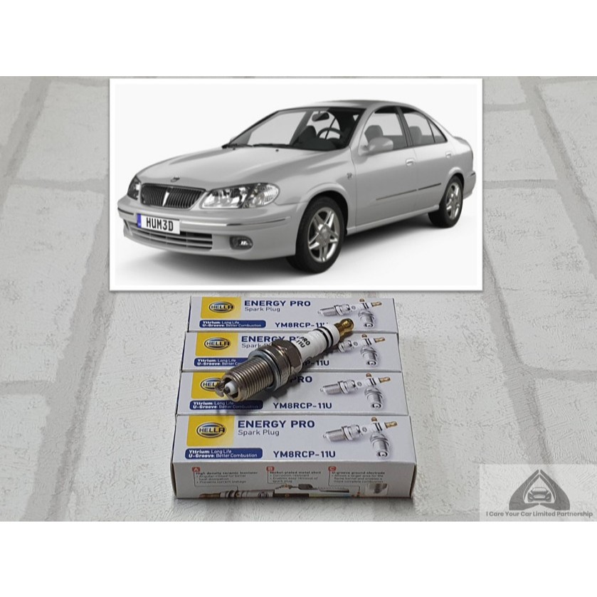 หัวเทียน Nissan Sunny Neo ( 2001 - 2006 ) ชุด 4 หัว ขั้วยิธเทรียม : Hella YM8RCP-11U