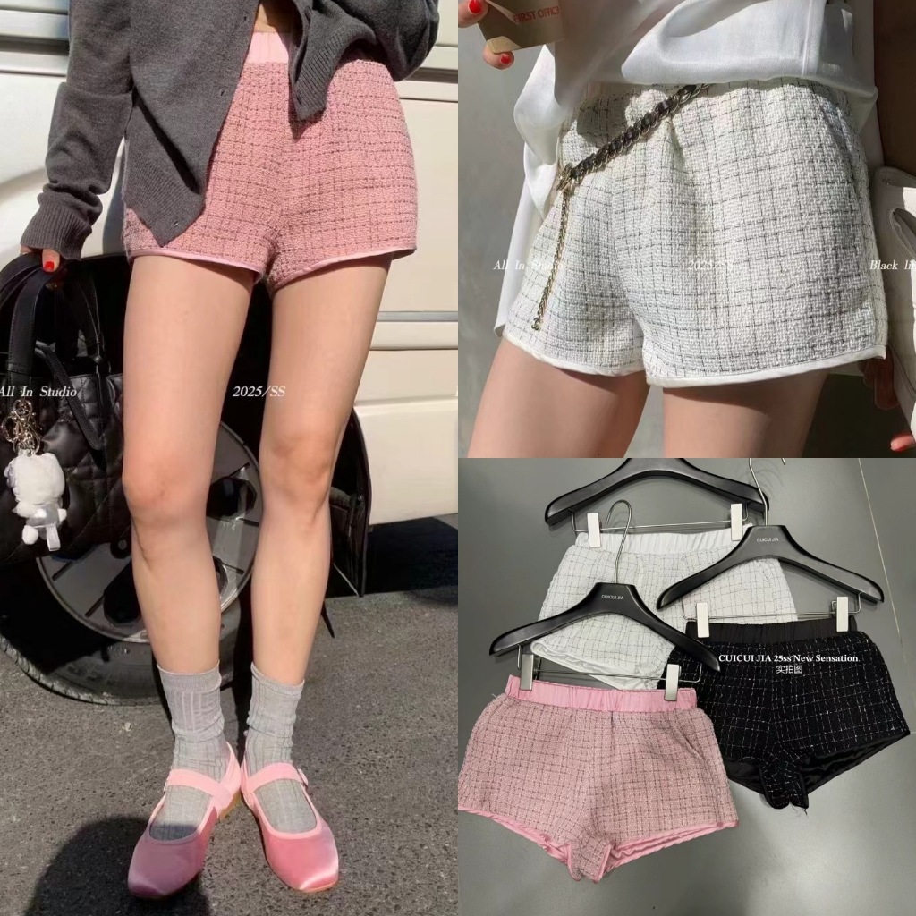 🧡🧵 🇰🇷 5275 กางเกงขาสั้นผ้าทวิต เอวสม็อคค่ะ งานดีมากๆๆๆ  แฟชั่นเกาหลี TAG KOREA 🧵🧡
