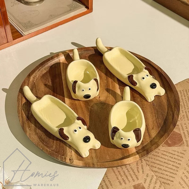 【พร้อมส่ง】🍽️🐶 ถ้วยน้ำจิ้ม เซรามิก ลายน้องหมา สุดคิ้วท์ หางสามารถวางตะเกียบได้ สไตล์เกาหลี ถ้วยอาหารแฮมเตอร์