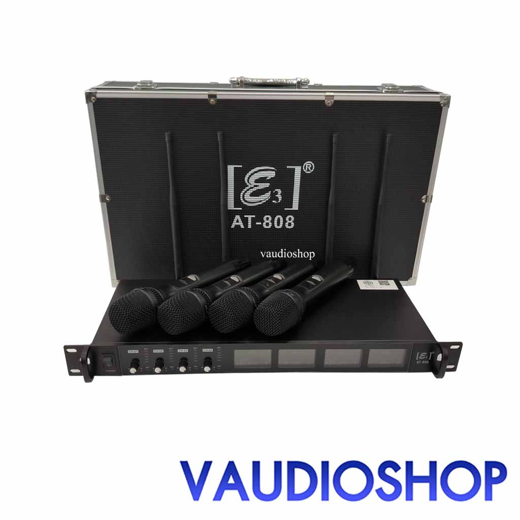 ไมค์ลอย 4 ตัว โปรยูโรเทค E3 รุ่น AT-808 UHF ไมค์ลอยแบบถือ 4 ตัวพร้อมกระเป๋าไมค์ AT808 PROEUROTECH E3