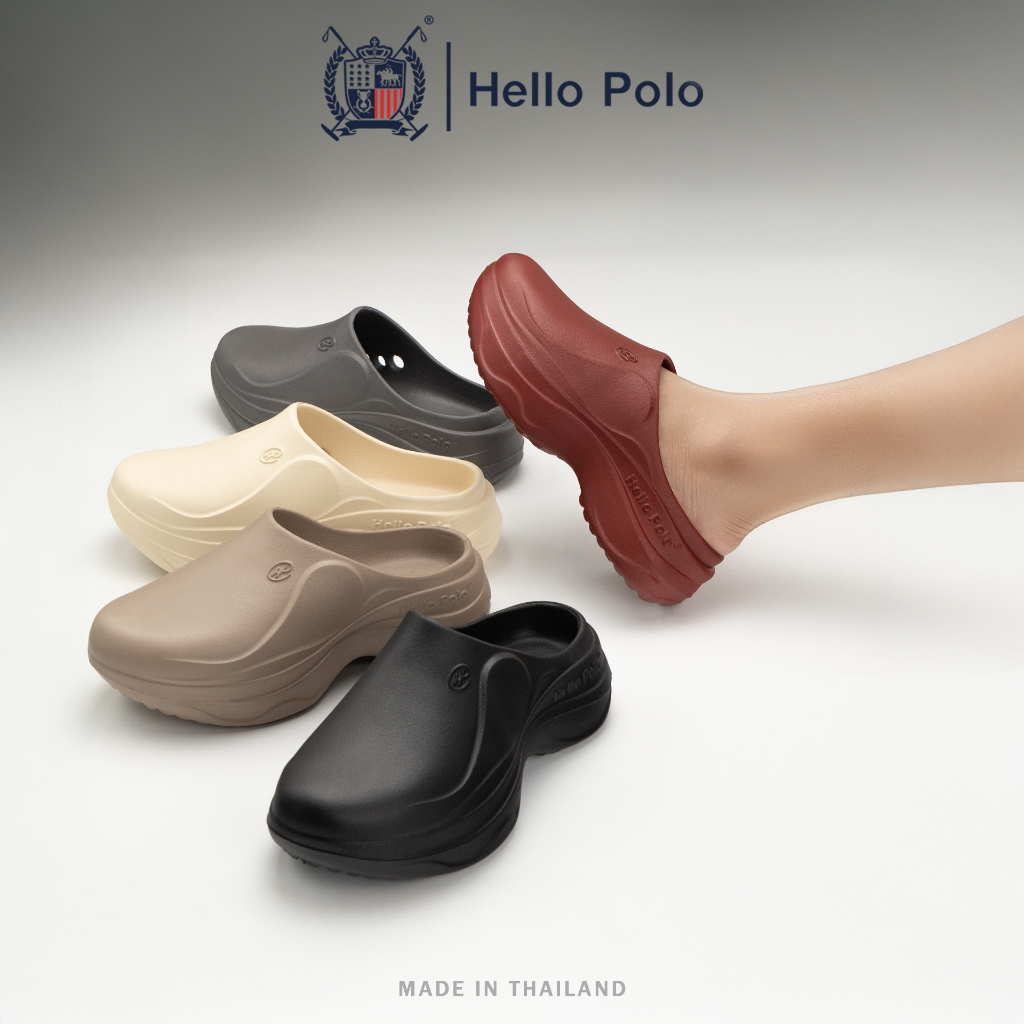 Hello Polo รองเท้าแตะ รองเท้าปิดปลายเท้า ส้นสูง 3.6 CM. รุ่น HP8021 แฟชั่น พื้นหนา