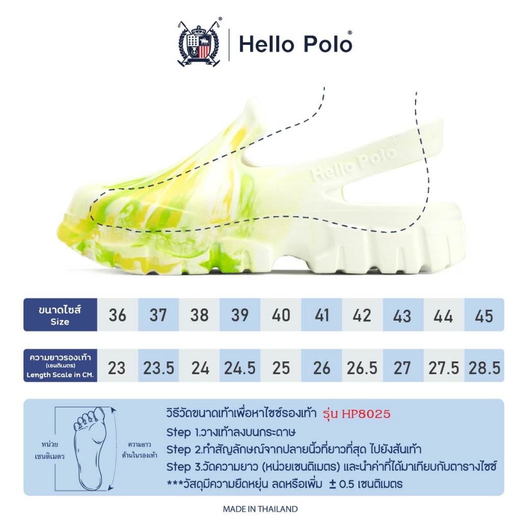รองเท้า Hello Polo รองเท้ารัดส้น รุ่น HP8025 รองเท้าแฟชั่น สีทูโทน ลายมัดย้อม กันน้ำ กันลื่น ฤดูร้อน ราคา ถูกที่สุด ดีลบีเคเค แกลเลอรีภาพที่ 2