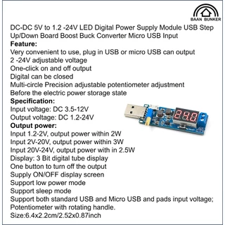 โมดูลพาวเวอร์ซัพพลาย แปลง USB เพิ่ม-ลดแรงดัน Step Up - Down DC-DC 5V to 1.2 -24V LED Digital